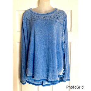 Seven7 Blue Women's Tissue Tee with Rhinestone Studded Detail